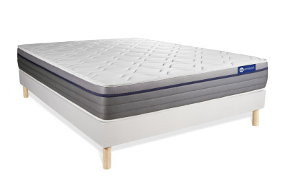 Ensemble Matelas Sommier 160x210 cm - Sommier Blanc (en kit) - ActiMemo Zen