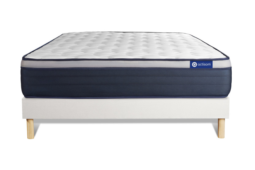 Ensemble Matelas Sommier 140x190 cm - Sommier Blanc (en kit) - Actilatex Max