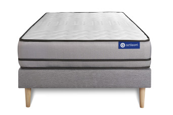 Ensemble Matelas Sommier 80x200 cm - Sommier Gris (en kit) - Actilatex Night